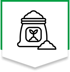 Bag of fertilizer with plant icon.