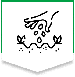 Hand watering plants icon in black and white.