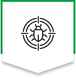 Bug icon inside a target symbol.