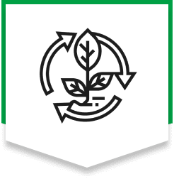 Leaf with recycling arrows icon.