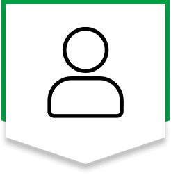 Outlined person icon on white background.